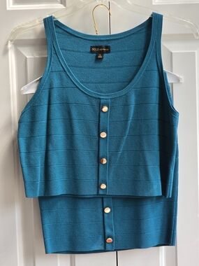 Bold Elements Teal Button-Front Tank And Skirt Set